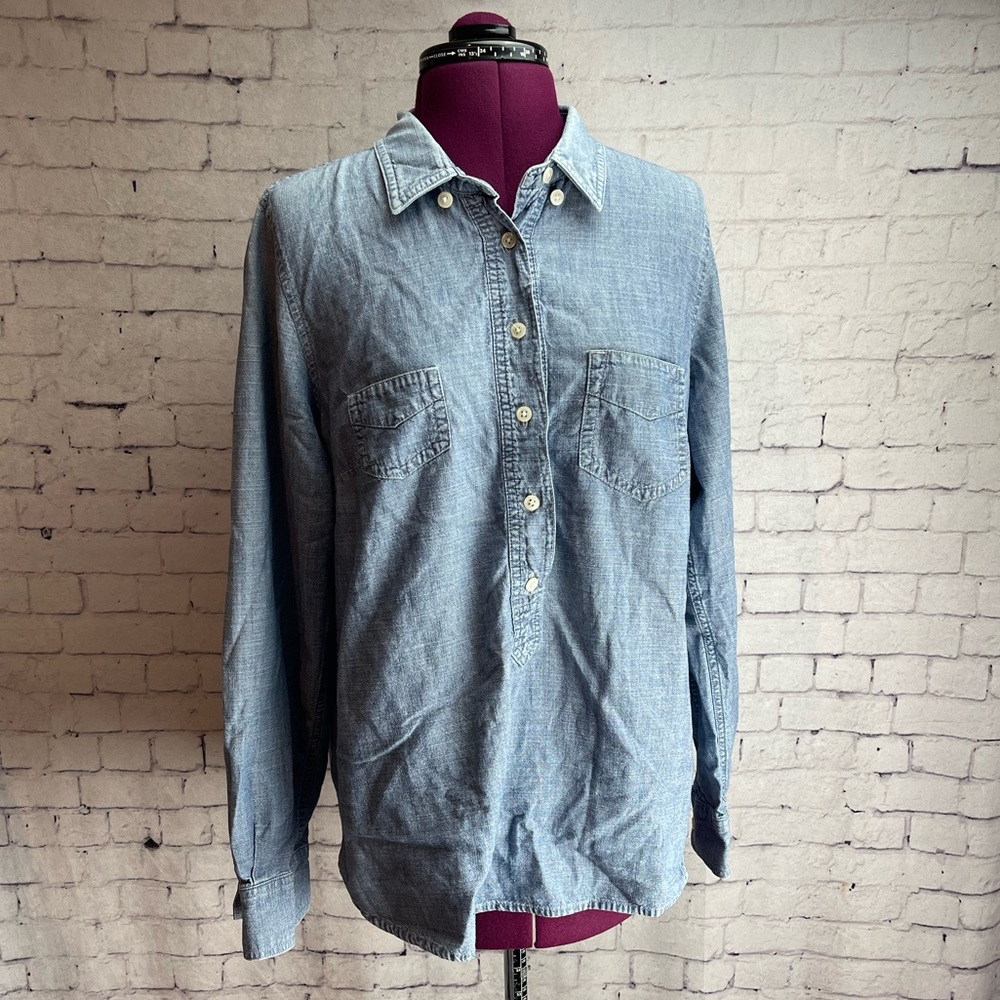 J. Crew Factory Light Blue Denim Button-Down Shirt